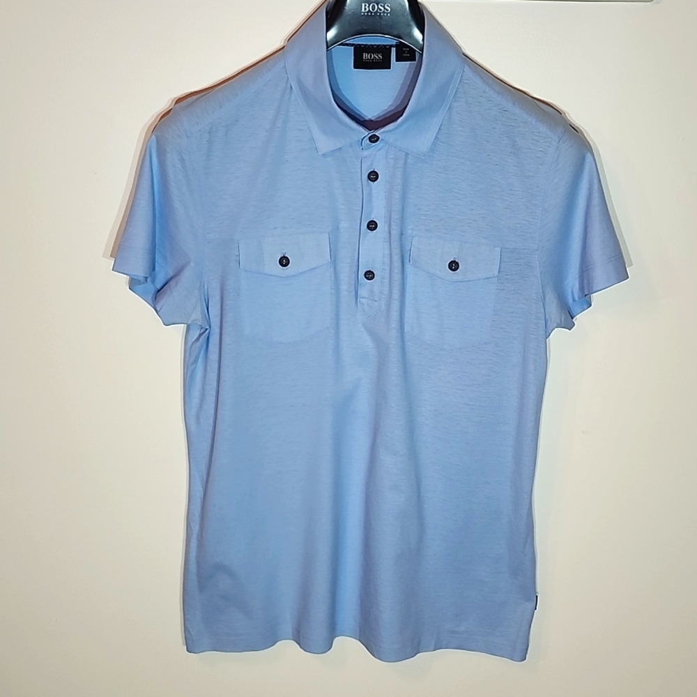 Hugo Boss Men's Light Blue Polo